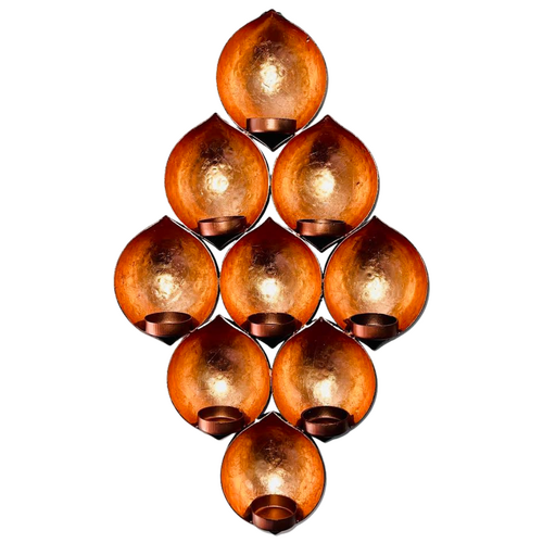 Teardrop Cluster Wall Hanging BLACK & COPPER 9 Tealight Holder